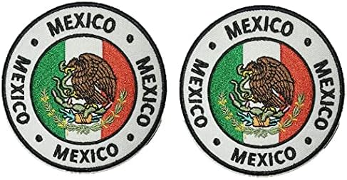 סט של 2 דגל מקסיקו אומה כדורגל כדורגל כדורגל ספורט רקום תפור על אפליקציית בד טלאי