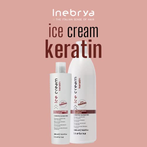 גלידת INEBRYA קרטין ארגון מחדש ושמפו לחות. אידיאלי לשיער יבש ופגום.