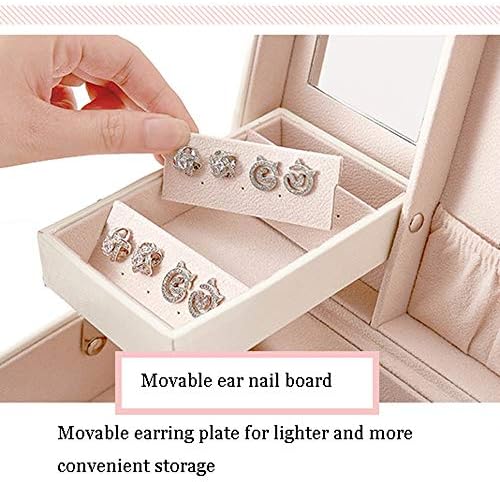 MJCSNH קופסת תכשיטי עור חדשה, שכבת רב שכבתה קופסא אחסון תכשיטים גדולים עם תכשיטים רב-פונקציונליים, תיק אחסון