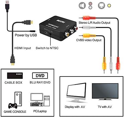 HDMI-תואם ל- AV SCALER מתאם HD HD Video Composite Converter Box HD ל- RCA AV/CVSB L/R וידאו 1080p