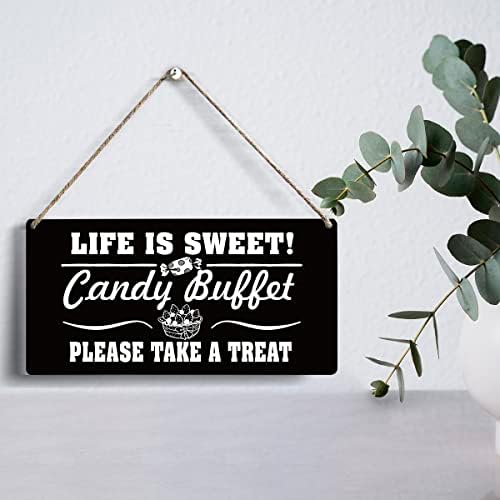 החיים הם מזנון ממתקים מתוק בבקשה קח פינוק שלט עץ 6 x 12 ממתקים בר עץ תליית לוח לקישוט אמנות קיר ביתי