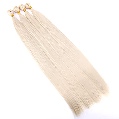 בלונד סינטטי ישר שיער לארוג 4 חבילות 30 סנטימטרים חום עמיד סיבי שיער הרחבות עבור שחור נשים