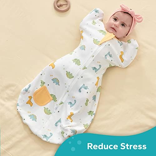 זיגג'וי לתינוקות מעבר לתיק שינה עם זרועות עם כותנה כותנה שמיכה לבישה עם רוכסן דו כיווני 0.5