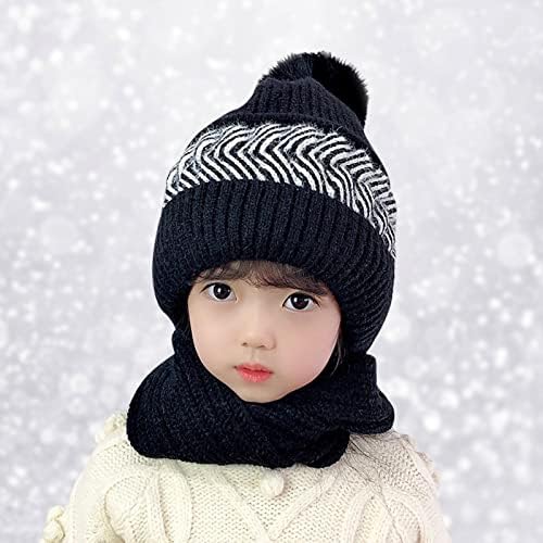 ילד סרוג חורף כובע לסרוג קויף צמר כובעי חם הוד צעיף חורף כובעי חורף כובעים עם אוזן