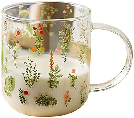 Mgor פשוט ספל צלול יצירתי פשוט, כוסות תה לשימוש חוזר ספלי קפה פרחים כוסות אספרסו מיץ בירה לאטה כוסות שתייה כוסות