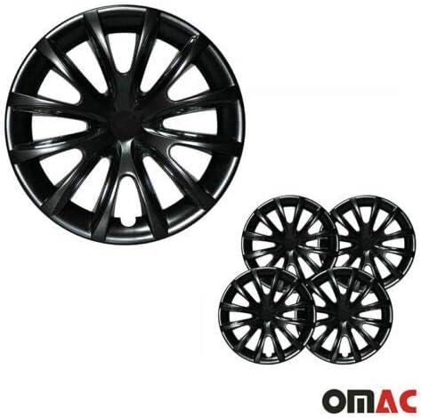 OMAC Hubcaps 16 אינץ 'לטויוטה טקומה שחור ושחור 4 יח'. כיסוי חישוקי גלגלים - כובעי רכזת - החלפת חוץ של צמיג