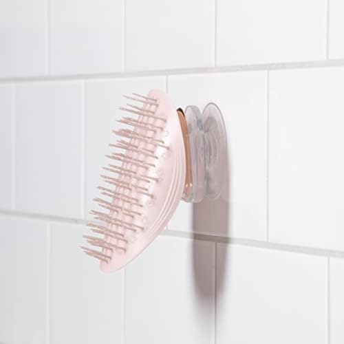 מחזיק מקלחת מברשת שיער מנטה - מארגן שקוף רכוב על קיר למברשות שיער - מחזיק מקלחת עם כוס יניקה לאביזרי