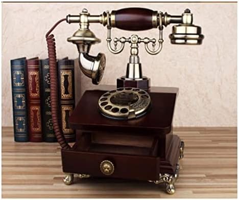 טלפון קווי טלפון קווי טלפון לטלפון וינטג 'חיוג סיבוב עתיק טלפון פליז שולחן טלפון דקורטיבי, טלפונים קוויים