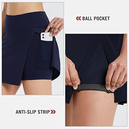 חצאיות גולף של נשים בולף מותניים גבוהות טניס טניס עם חצאית ריצה אתלטית של חריץ עם מכנסיים קצרים