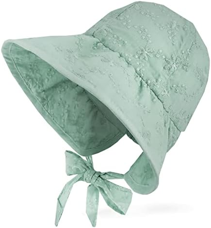 כובע תינוק עם שוליים מצנפת שמש תקליטונים לפעוטות בנות אופנה נסיכת תחרה כובע ויקטוריאני כובע מגן דלי, 6 מ '12 מ