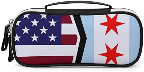 דגל אמריקאי ושיקגו דגל עור PU עיפרון עפר מארגן מארגן איפור נסיעות תיק ניידים ניידים