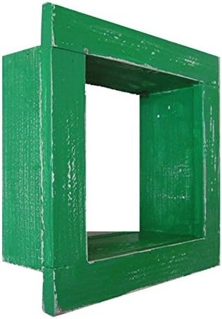 תצוגת קופסת צל של עץ/עץ מרובע - 9 x 9 - ירוק - דקורטיביים משוחזרים במצוקה ערעור וינטג '