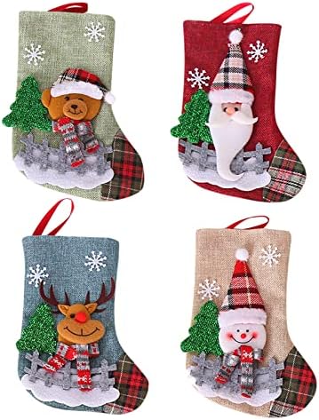 קישוטים לחג המולד Santa Claues גרבי גרביים משובצים גרבי פשתן עץ חג המולד קישוטי תליון קישודים