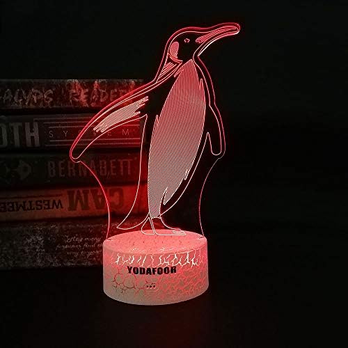 יודפור פינגווין לילה אור 3 ד אשליה אופטית לילה מנורה - 7 הוביל צבע שינוי שלט רחוק מנורה-מגניב רך אור בטוח