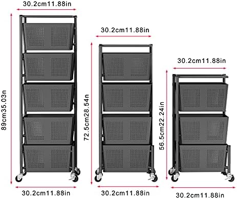 מתלה לאחסון מטבח מסתובב עם גלגלים, סל אחסון סיבוב ביתי 5 שכבות, מתלה אחסון ביתי לחדר אמבטיה סלון, גינה,