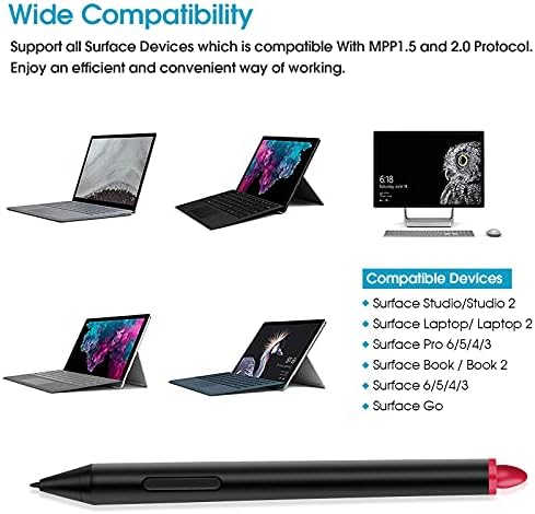עט חרט מויון, תואם למקצוען Pro/Surface Go/Surface Book/Studio Studio/Surface 6/5/4/3 מסכי מגע עם רמות