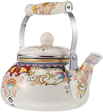 קומקומי תה של Happyyami כיריים ידית מגניבה טיקט קומקום קומקום יפני תה סיני תה קומקום רטרו דפוס פרח