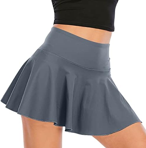 נשים קפלו חצאיות טניס מקצרות 2 ב 1 מכנסי טרקלין אתלטים קצרים קיץ זורם זורם אימון מכנסיים קצרים בצבע אחיד