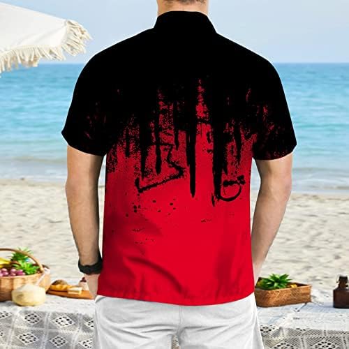 חולצות הוואי גברים של XXBR, כפתור שרוול קצר של שיפוע למטה דש וינטג 'עליון קיץ טרופי רופף חוף