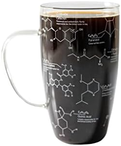 סחורות ירוקות כימיה זכוכית כוסות תה זכוכית - 18 גרם מדע כוס של ספל כוסות תה - חרוט במולקולות כימיה של תה -