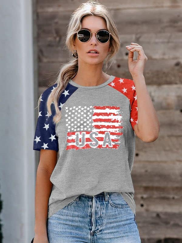 חולצת דגל אמריקאית ארהב ארהב 4 ביולי יום עצמאות חולצת טריקו פטריוטי כוכבים פסים