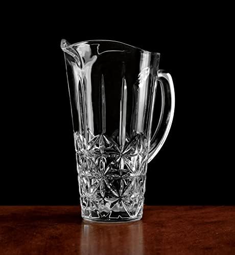 כלי מעגל קזנובה מזכוכית משקאות משקאות קנקן קנקן עם מכסה וידית, 53 אונקיה, קופסת מתנה, כלי זכוכית למים,