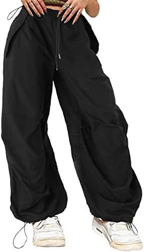 מכנסי מצנח לנשים Onirike משוררים מכנסי טרנינג מותניים אלסטיים רופפים מכנסי מטען רחבים y2k מכנסיים עם