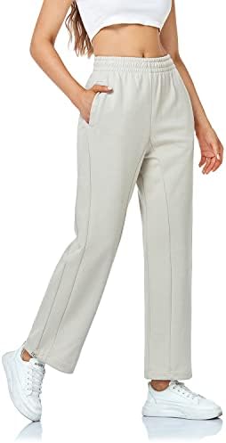 מכנסי טרנינג של Aidomaggie לנשים, רצועות נשים עם כיסים, נוחות רחבה מכנסיים מזדמנים של המותניים המותניים