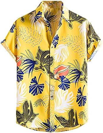 טייז הוואי להוואי לגברים שרוול קצר מודפס כפתור למטה חולצת אלוהה כותנה מזדמנת כותנה קבועה בכושר
