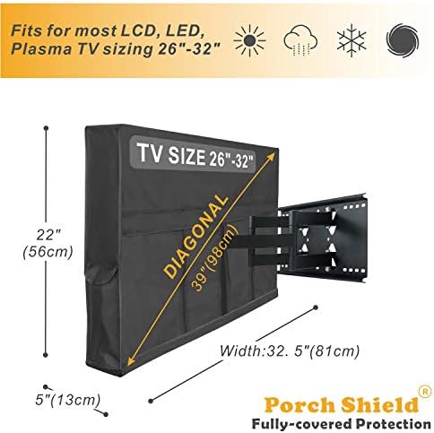 מגן מרפסת 26-32 אינץ 'כיסוי טלוויזיה חיצוני מגן אוניברסלי אטום מזג אוויר עבור LCD, LED, מסך טלוויזיה שטוח בפלזמה,
