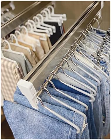 מכנסי ארון בגדים מוט תלייה 30-80 סמ מכנסי מכנסיים נשלפים מתלה בגדים נשלפים קולב מכנסי בית מכנסיים מוט לבן בגדי