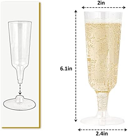 ג ' ולי שף 100 חבילה פלסטיק שמפניה חלילי חד פעמי 5 עוז ברור פלסטיק שמפניה משקפיים מושלם לחתונה, חג ההודיה, חג