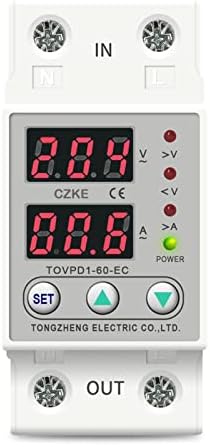 SJSW 60A 230V DIN RAIL מתכוונן מעל מתח ומתחת למכשיר מגן מגן ממסר מגן TOVPD1-63