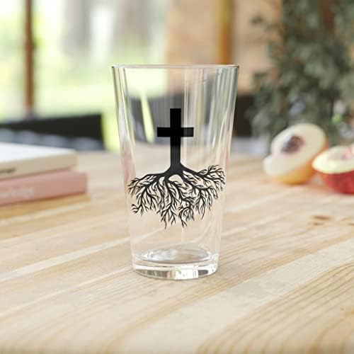 בירה זכוכית ליטר 16 עוז נוצרים הנצרות גרפי מתנה בציר דתי שורש צליבה רטרו 16 עוז