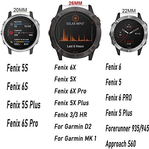 MGTCAR 26 22 ממ רצועות שעון עבור Garmin Fenix ​​5 5x Plus 3 3 HR 6X 6S 6S S60 MK1 צפה מהיר שחרור
