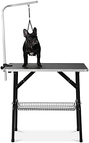 מתקפל לחיות מחמד טיפוח שולחן לכלבים כלב טיפוח שולחן נייד ייבוש שולחן עם מתכוונן זרוע / לולאה