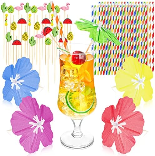 160 חתיכות קוקטייל מטרייה קוקטייל למשקאות מקלות פרי היביסקוס קוקטייל פשרי צבעוני לקוקטייל לואאו הוואי