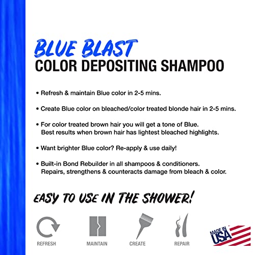 לא לדעוך טרי כחול פיצוץ צרור-שמפו + מרכך + בונדהיל-בהיר כחול הפקדת שיער צבע עם בונד בונה מחדש