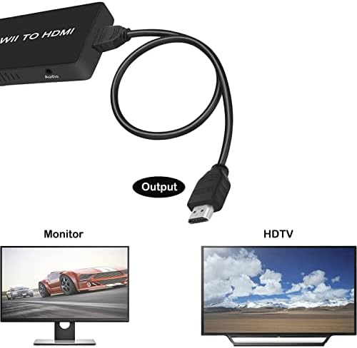 MCN Wii to HDMI Converter מתאם 1080p 720p פלט וידאו שמע עם 3.5 ממ ג'ק שמע תומך בכל תצוגת Wii למעט Wii mini