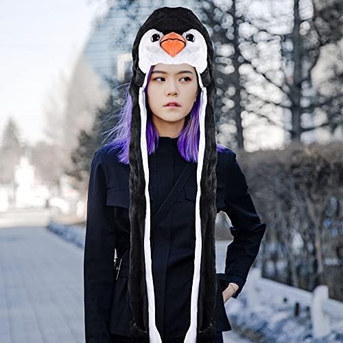 Super Z Outlet Penguin Clush Animal חורף חורף סקי כובע כפת טייס בסגנון חורף