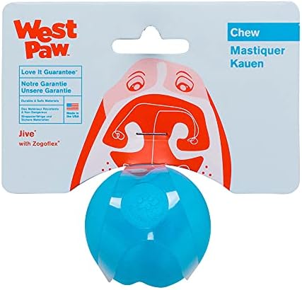 West Paw Zogoflex Jive Ball Ball Chew צעצוע-צעצועים מקפצים לכלבים, להביא, לתפוס, לעיסה, לשחק-כדורים צפים, למחזור-נטול