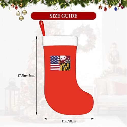 דגל אמריקה של TZT ודגל מרילנד גרבי חג המולד, מתנות למסיבת חג חג המולד לקישוטים לחג משפחתי 18 אינץ '