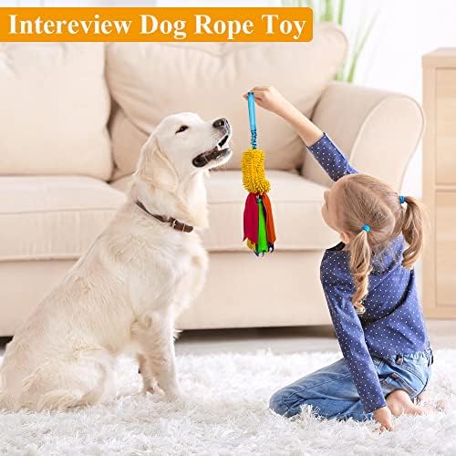 Gooseen 2 חבילה צעצוע משיכה כלבים, צעצוע של חבל כלבים לעיסות אגרסיביות, צעצועי כלבים חריקים עם ידית לאימוני
