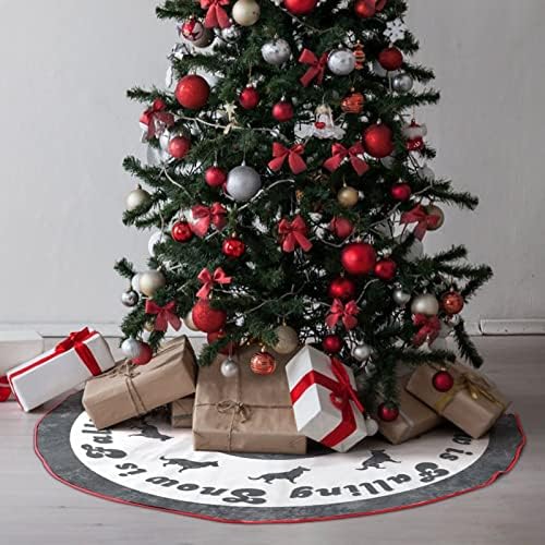 חצאית עץ חג המולד שלג, צללית כלב חג המולד מחצלת עץ עץ חג המולד, מחצלת בסיס עץ שלג 30 x 30 לחג המולד לחג המולד קישוטי