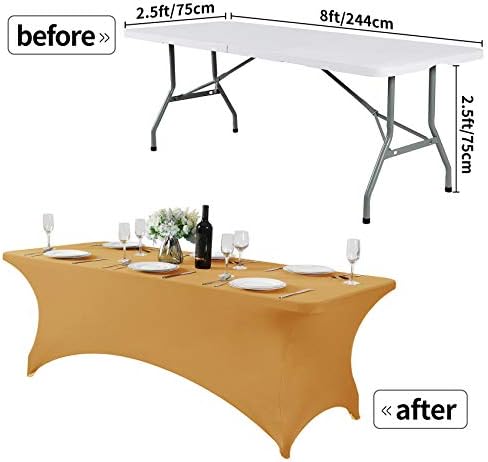 חזוזו 2 חבילה ספנדקס שולחן כיסוי עבור 8 רגל שולחן אוניברסלי מצויד למתוח מפת שולחן למסיבה, אירועים,חתונה