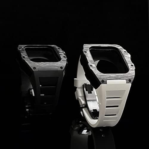 סט רצועת סיבי פחמן יוקרתית של Kanuz סט רצועת Apple Watch 8 7 45 ממ 6 5 4 SE 44 ממ פס גומי ערכת שינוי