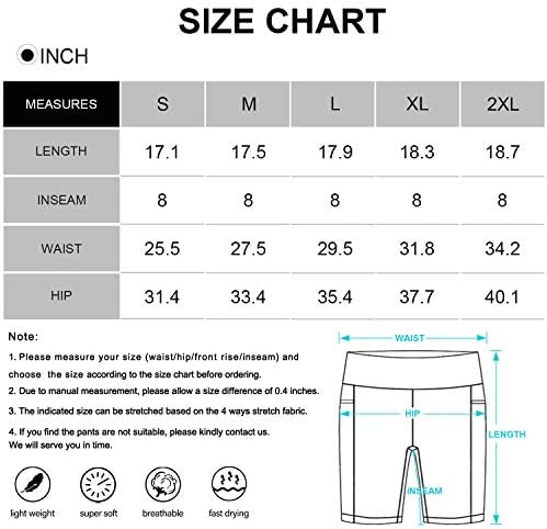 Hiskywin 5 /8 Inseam מותניים גבוהים נשים יוגה מכנסיים קצרים דחיסת אימון אימון מפעיל מכנסיים קצרים