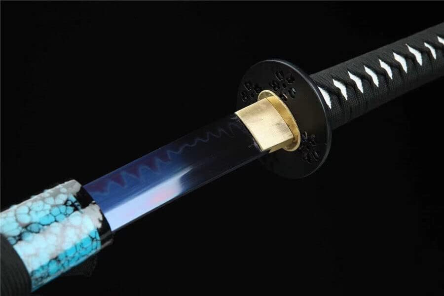 ZPGP חרב יפנית כחולה סמוראי קטאנה חימר סכין פלדה 1095 פחמן