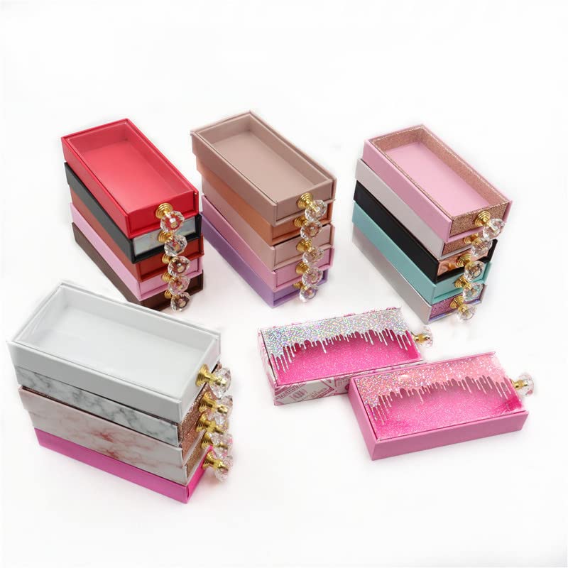 קופסאות מלבן קופסאות אריזה ריסים עם מגשים ידית קריסטל בתפזורת מקרה מגנטי ריק, E31,50 קופסא עם מגש