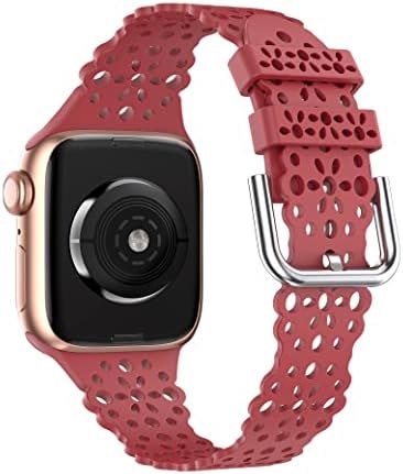 Toyouths תואם ללהקות Apple Watch נשים 41 ממ 40 ממ 38 ממ רך סיליקון תחרה נמתח גזרות פרחי גזרות נושם נושם